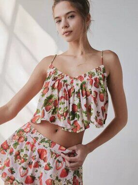 Out From Under Seaside Bow-Strap Babydoll Cami Top Urban Outfitters Printed S